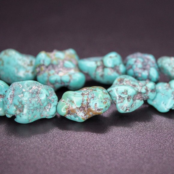 Turquoise Pendant Chunky Nugget Beaded Vintage Necklace Silver Clasp Findings - Picture 11 of 14